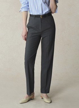 Eland休闲裤女通勤感连腰设计小直筒裤25春季EETAF12M01