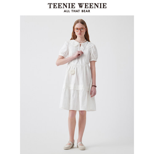 TeenieWeenie小熊女装连衣裙2025夏季俏皮甜美少女感花边裙子