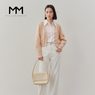 MM麦檬春温柔v领短款针织开衫毛衣女5E1230571