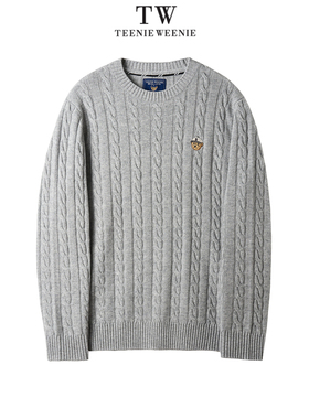 Teenie Weenie2025冬学院风刺绣绞花毛衣TNKW254TE1K