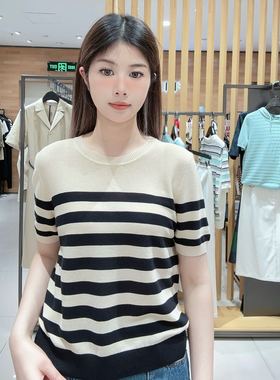 FEIZI菲姿女士时尚休闲短袖针织衫F4B846