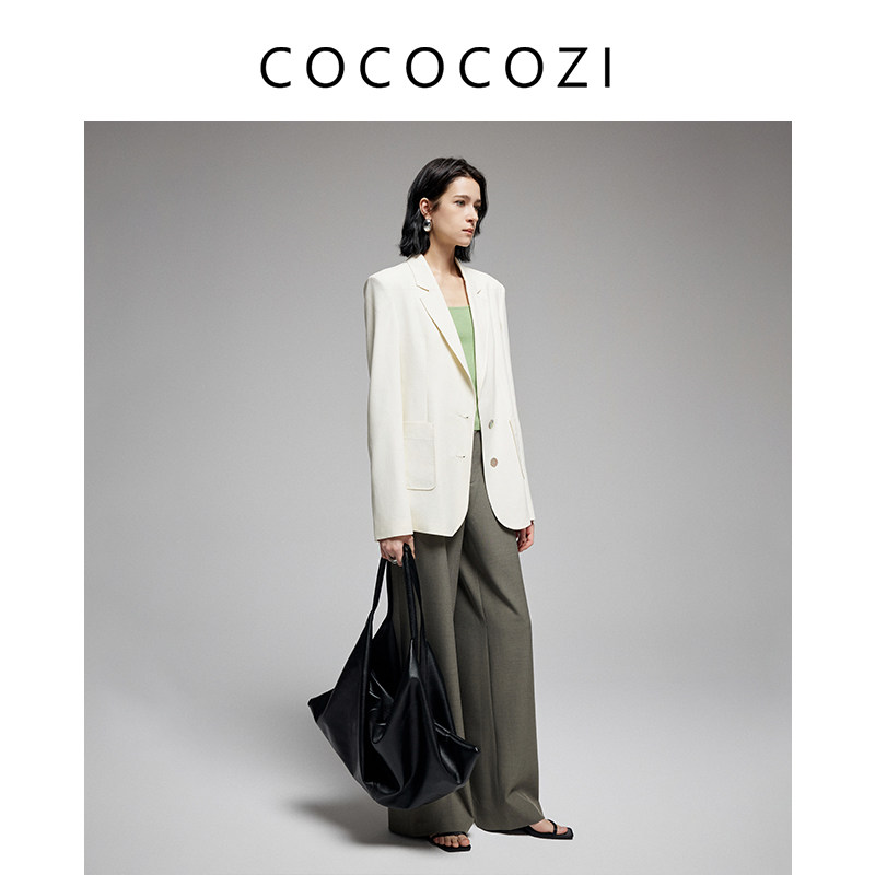 COCOCOZI春秋款式真丝通勤职场修身简约女士西装241CO015WT