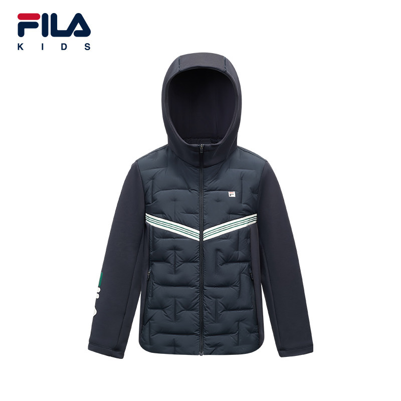 FILA斐乐儿童轻薄羽绒服2025年冬季男中大童连帽外套K12B543925
