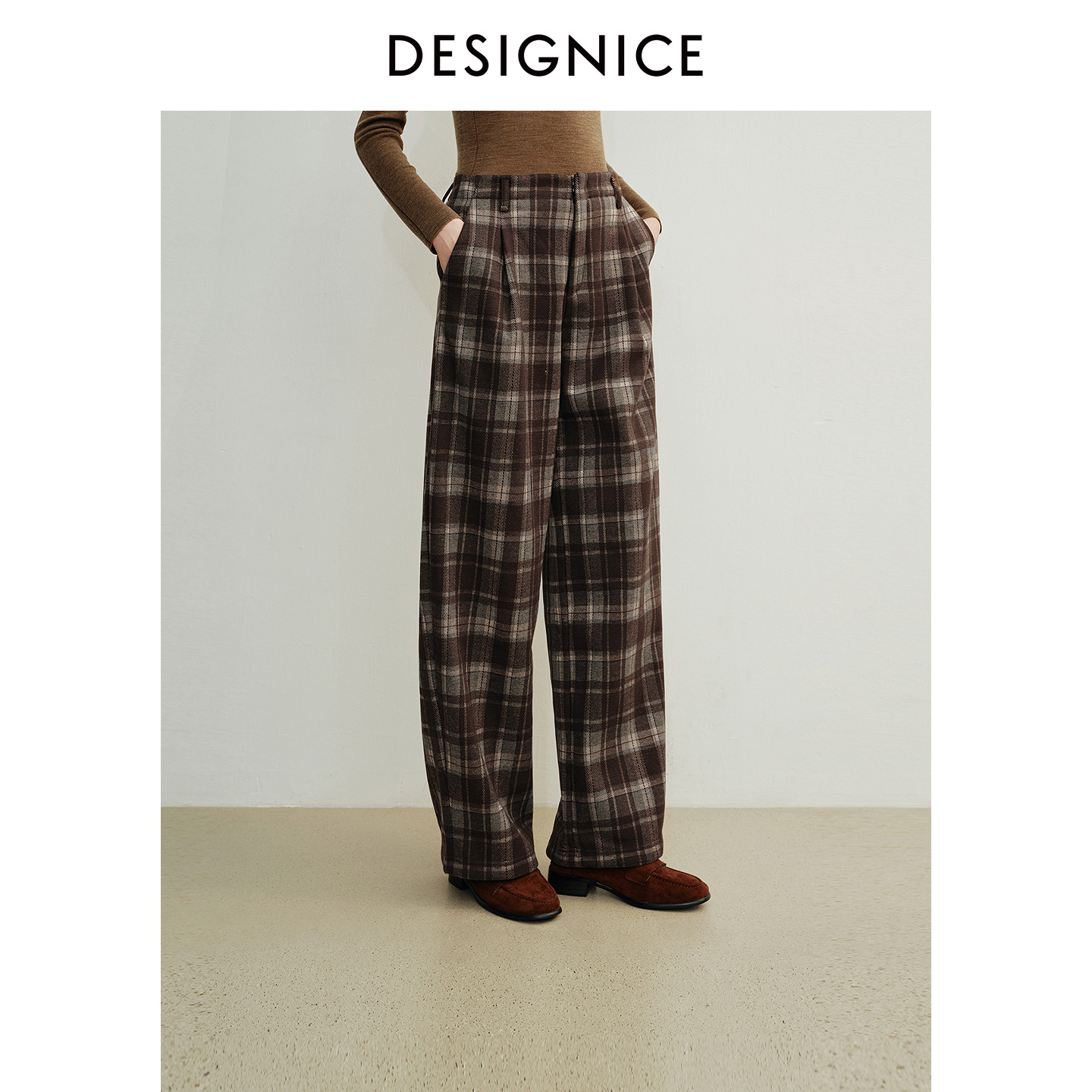 迪赛尼斯 通勤气质宽松 复古 直筒休闲裤女