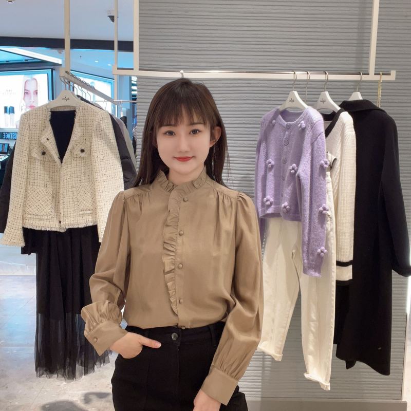 伊芙丽 女士简约花边立领时尚衬衫1DA624301