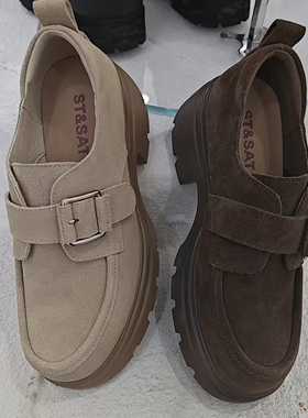 星期六女鞋绒面厚底增高乐福鞋女单鞋SSE1111181