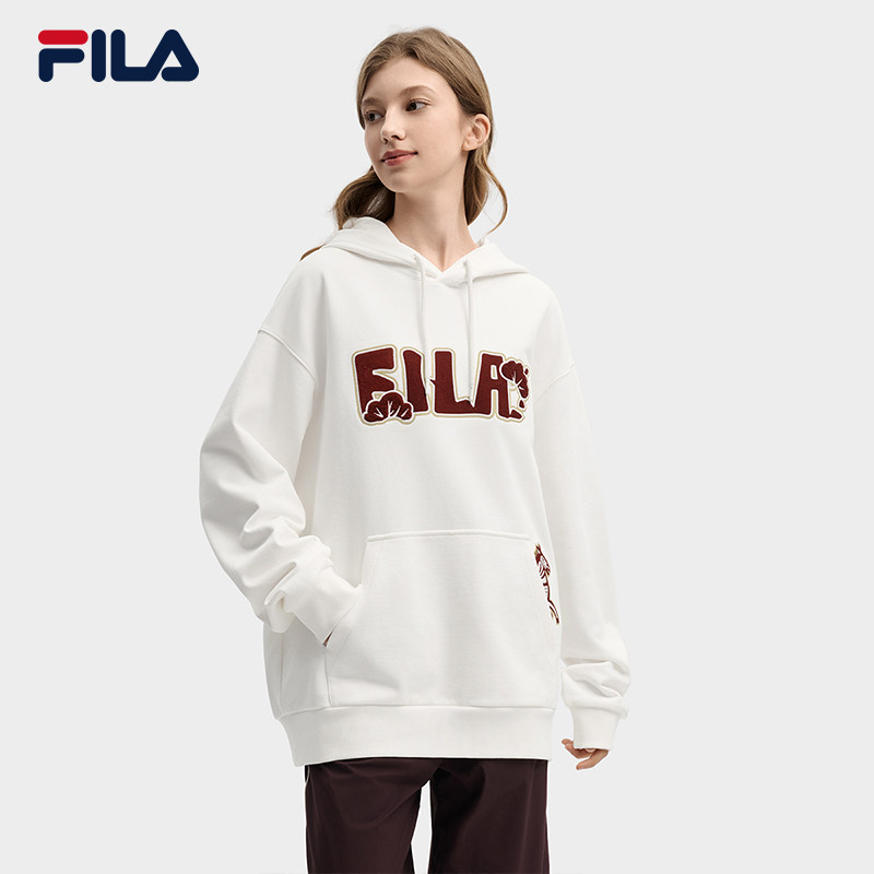 FILA马上起飞抓马卫衣 斐乐情侣卫衣26春刺绣针织上衣F11U619203F