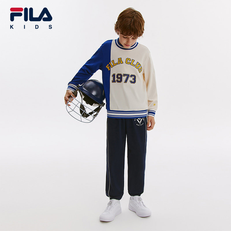 FILA斐乐童装上衣长袖2024秋冬男中大童套头卫衣潮K12B431209