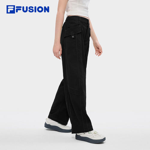 FILA FUSION 斐乐潮牌梭织长裤女2026夏宽松直筒裤子T11W623801A