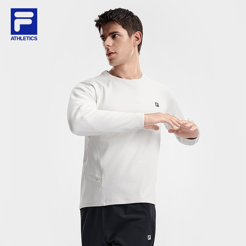 FILA 斐乐官方男子针织长袖上衣2026春季健身圆领长TA11M611214F