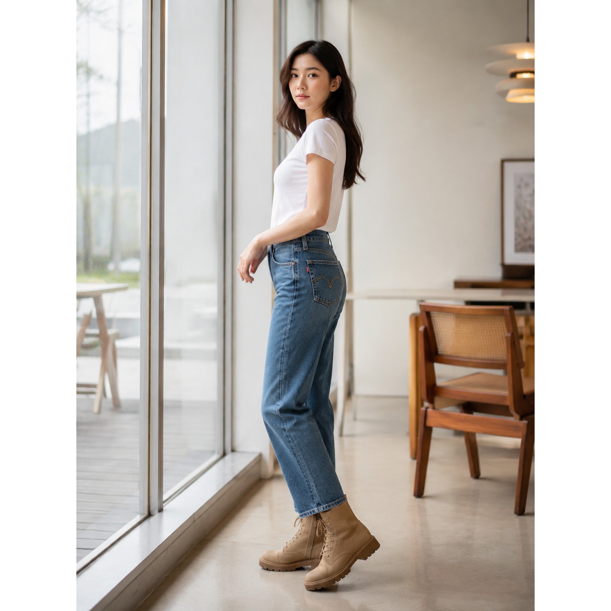 Levi’s李维斯春秋女士高腰直筒九分牛仔裤A8746-0004