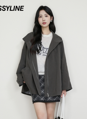 杰茜莱2025秋季新款女装时尚灰色宽松休闲短外套女 jessyline