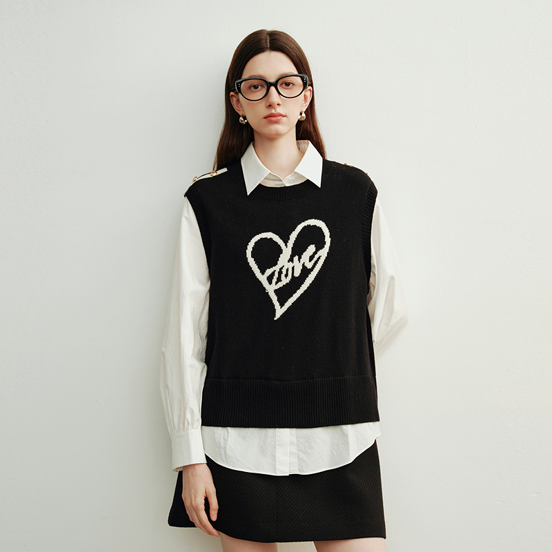 迪赛尼斯 拼接宽松 针织衫女