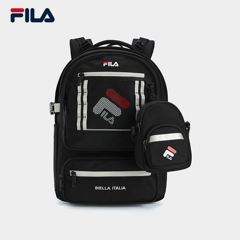 易烊千玺同款|FILA 斐乐官方情侣揹包多口袋双肩包F13U539132B