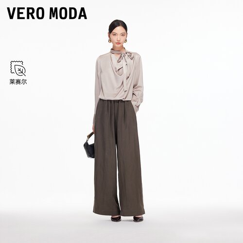 Vero Moda休闲裤女2025秋季新款捏褶百搭阔腿裤3253PL030