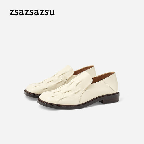 莎莎苏26秋新款深口休闲薄底乐福鞋一脚蹬两穿女鞋Z76517A-03