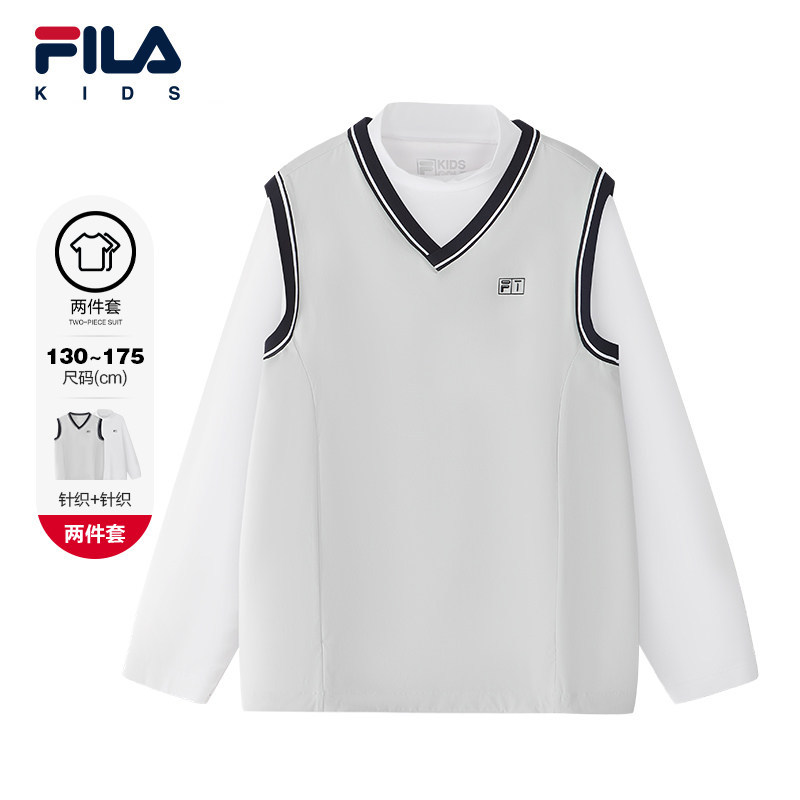 FILA KIDS 斐乐童装长袖T恤2026夏儿童两件套装上衣K12B623211
