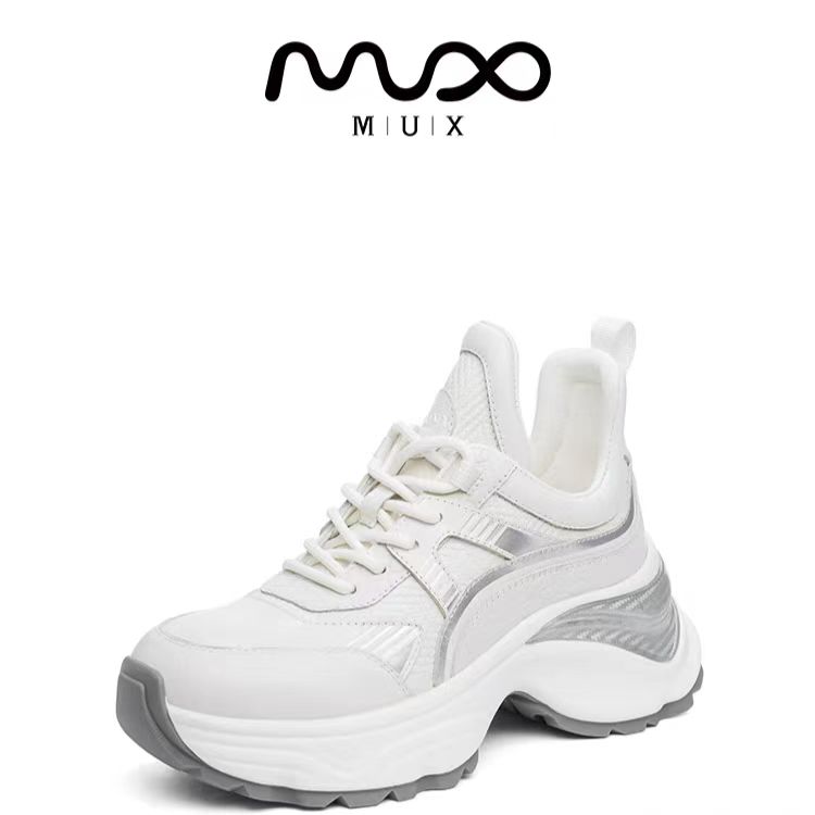 MUX迈思2024秋冬舒适拼接老爹鞋专柜同款圆头系带休闲女鞋82154