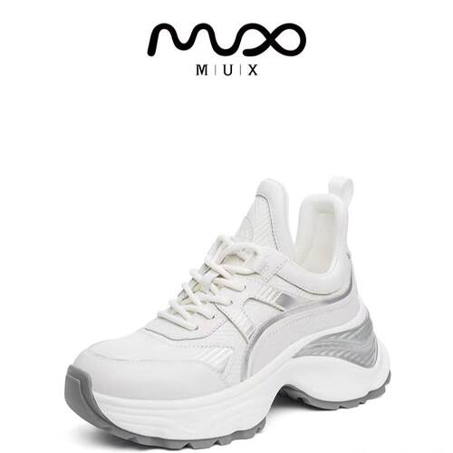 MUX迈思2024秋冬舒适拼接老爹鞋专柜同款圆头系带休闲女鞋82154