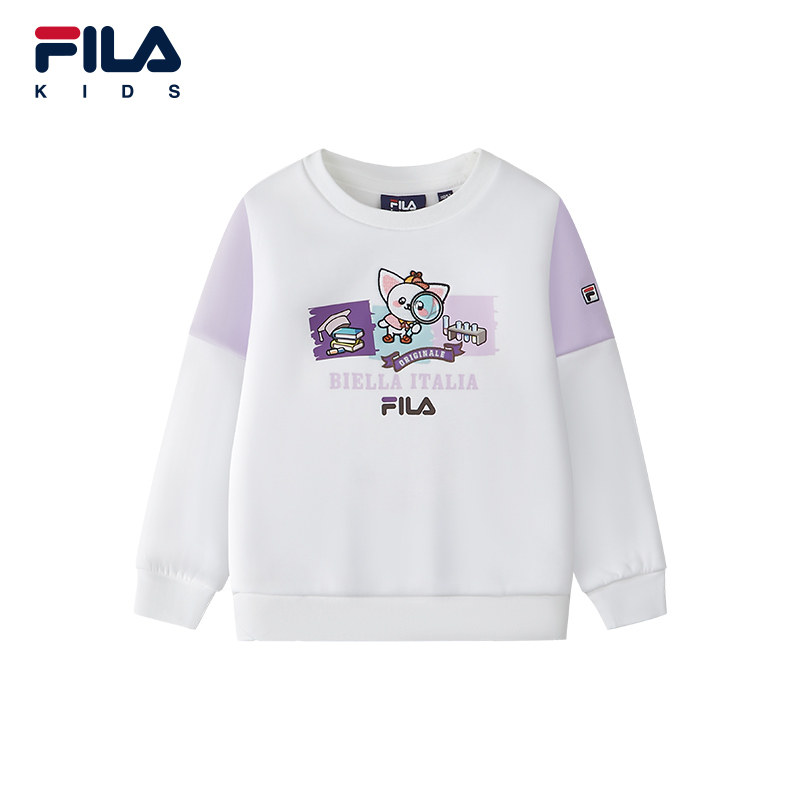 FILA斐乐儿童童装卫衣2025年冬新款女小童圆领套头上衣K11G541206