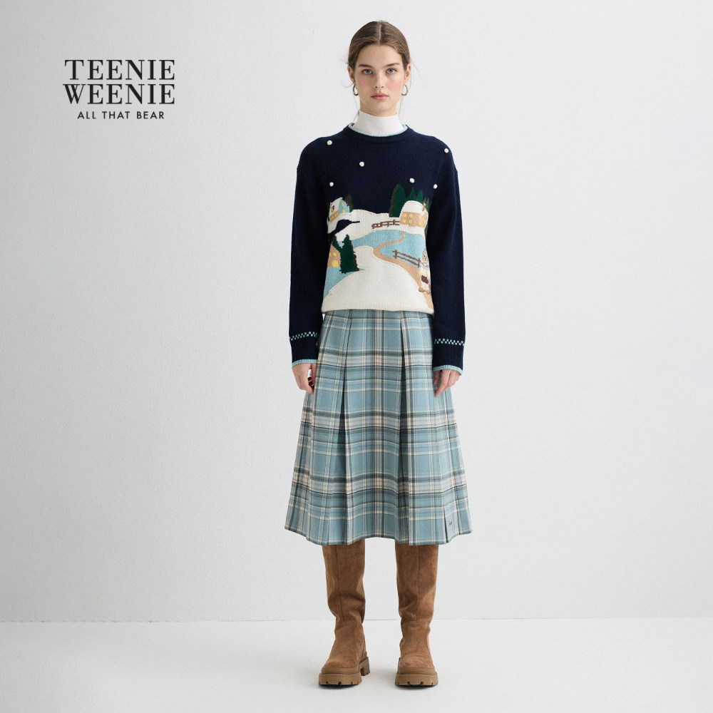 TeenieWeenie小熊女装 时尚撞色针织衫圆领毛衣