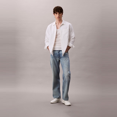 CK Jeans25早秋男墨点印花直筒牛仔裤4RC717G