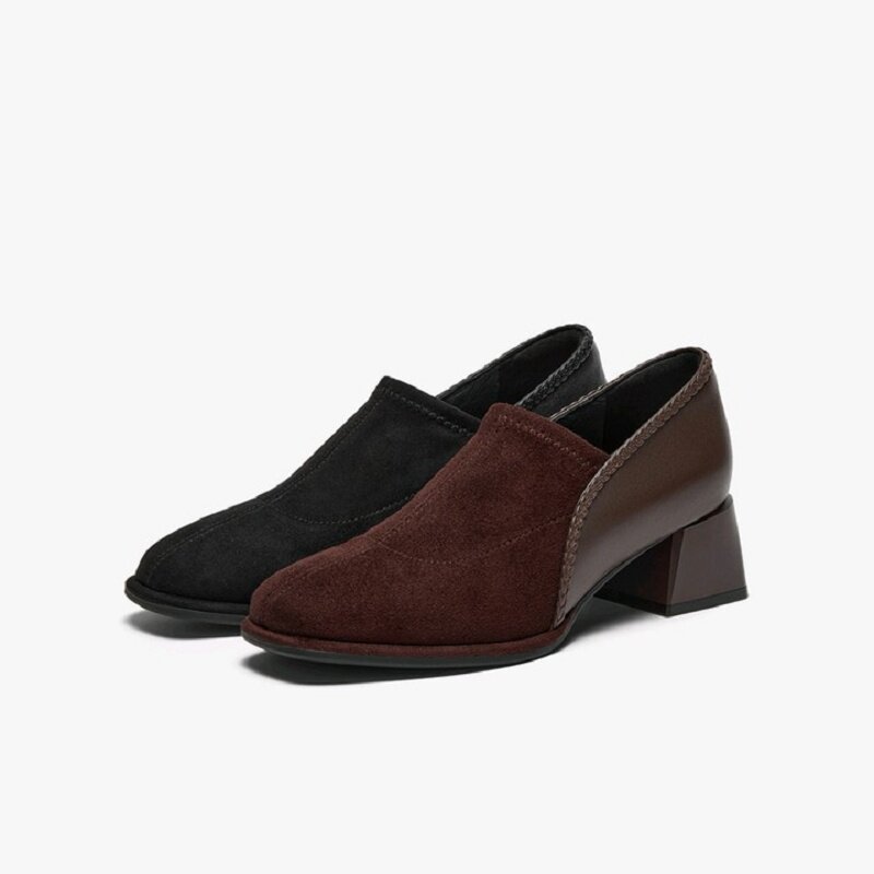 Bata/拔佳2025秋款软底粗跟一脚蹬单鞋AAH03
