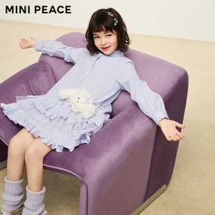 MINIPEACE太平鸟童装女童洋装秋季荷叶边衬衫裙连衣裙F2FAF3256
