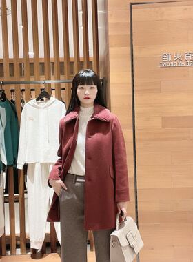 菲姿 女士翻领简约舒适羊毛大衣F2W707