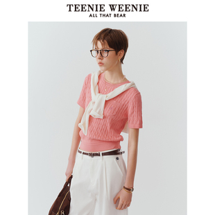 Teenie Weenie小熊2025春夏绞花毛衣男女装T恤