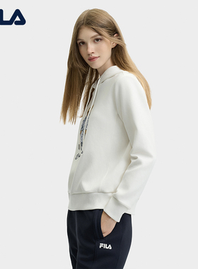 FILA 斐乐女子连帽卫衣冬舒适休闲小熊针织长袖上衣F11W448202A