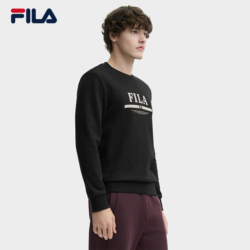 FILA 斐乐男子加绒卫衣冬休闲基础加厚保暖长袖上衣F61M548297A