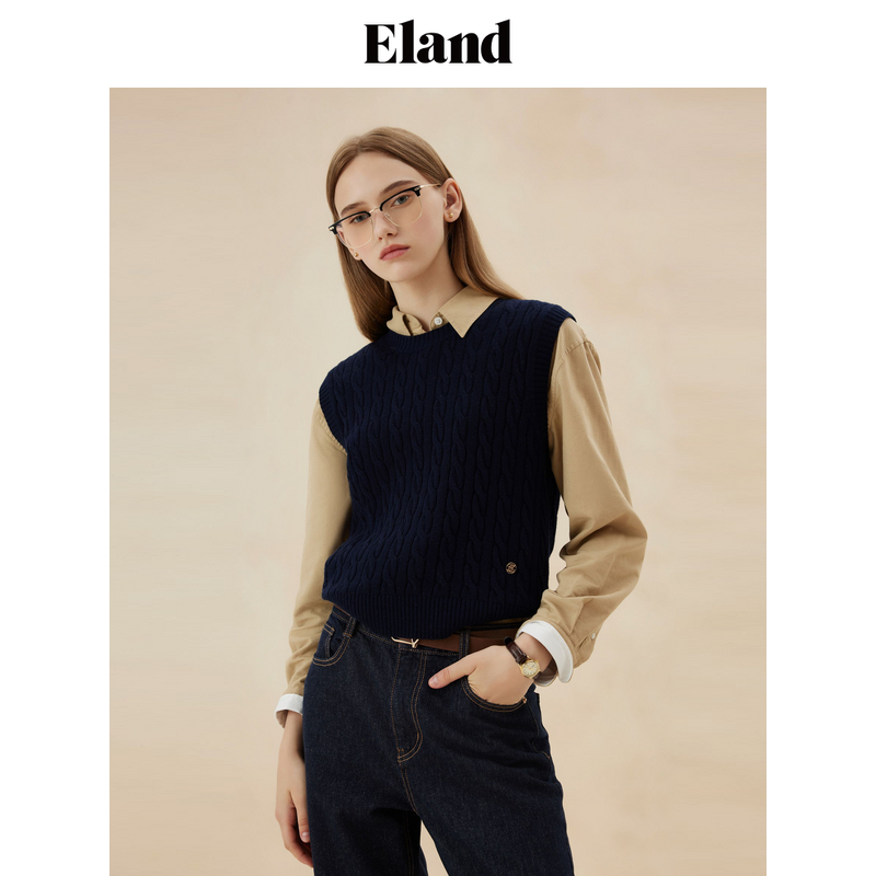 Eland针织马夹女保暖马甲秋季EEVKE49E03