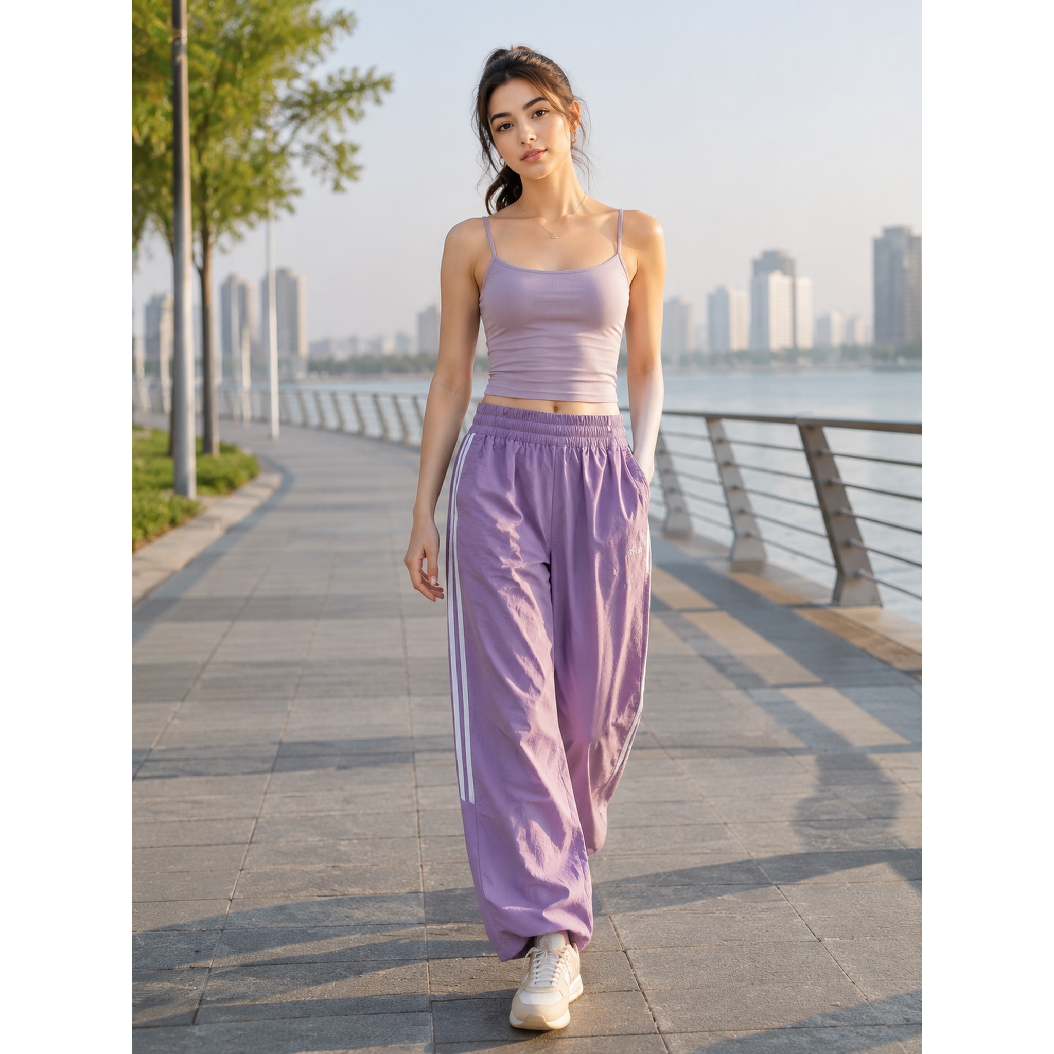 adidas neo春秋季女士宽松运动长裤KZ0491