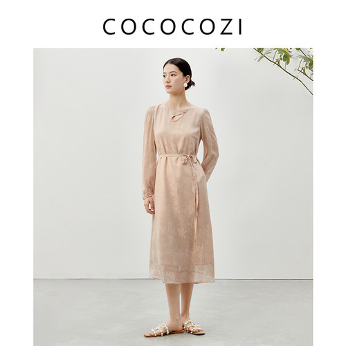 COCOCOZI桑蚕丝女士新中式时尚通勤连衣裙232CO021