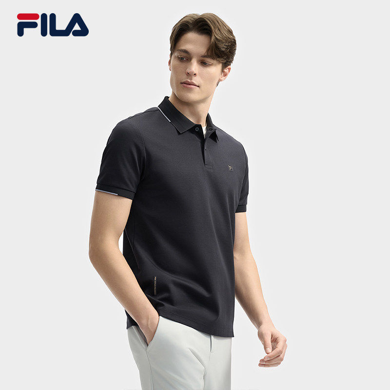 FILA 斐乐官方男子针织领航短袖POLO衫2025夏季商务F51M621199A