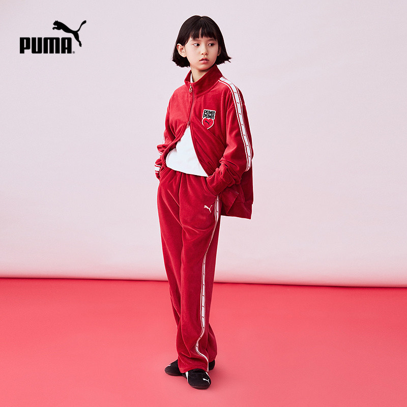 PUMA彪马新春童装长袖套装女童卫衣立领外套直筒长裤353126104201