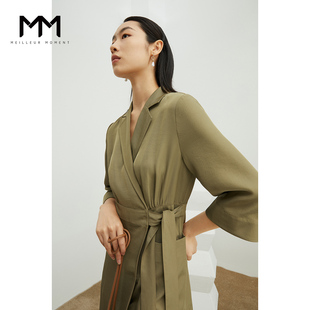 MM麦檬秋新款裙子女雪纺收腰设计感炸街西装连衣裙5C7192931