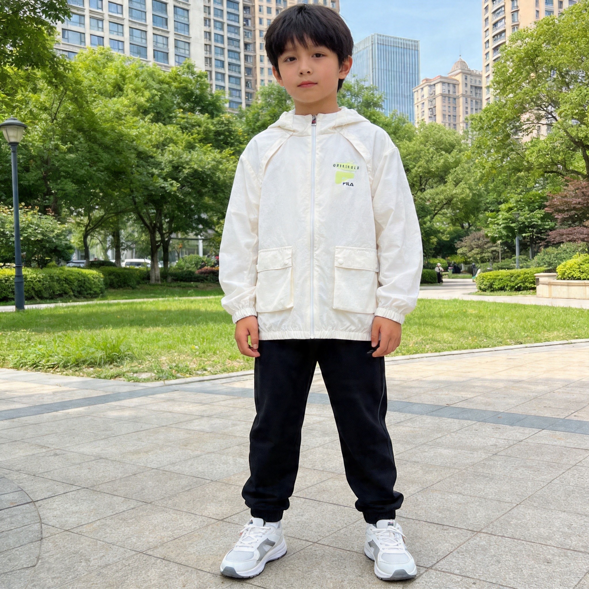 斐乐儿童斐乐斐乐童装男童休闲外套时尚连帽跑步衣服潮K12B621703