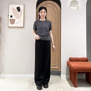 伊芙丽女士简约宽松休闲裤19GA151444