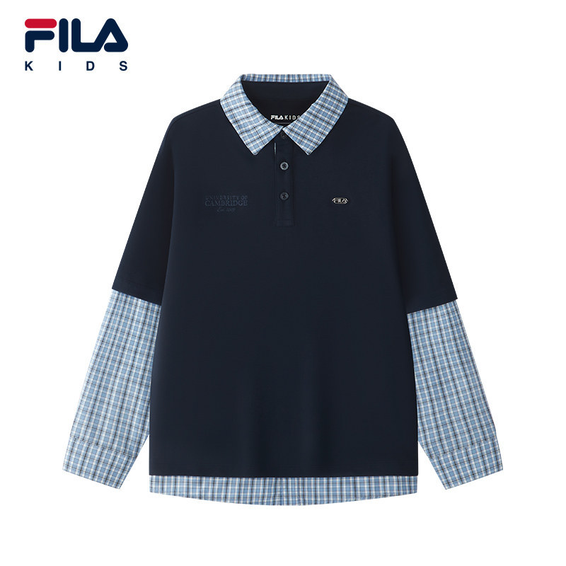 FILA KIDS斐乐童装男大童POLO衫26秋新款针织上衣K12B634211