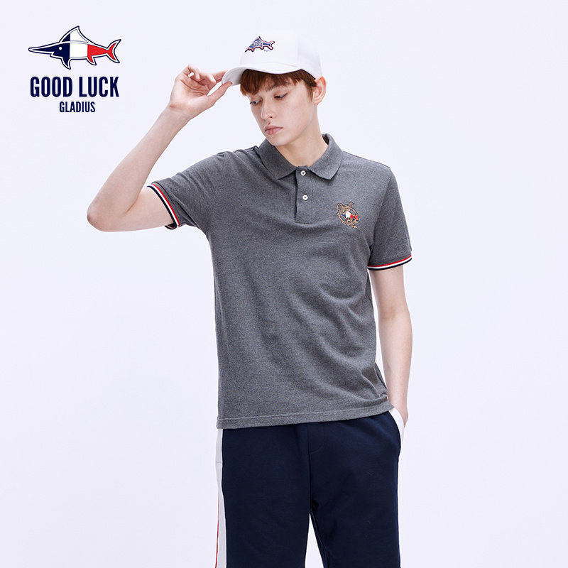 GOOD LUCK GLADIUS/德鲨短袖POLO衫男青年时尚纯棉T恤FY3B622