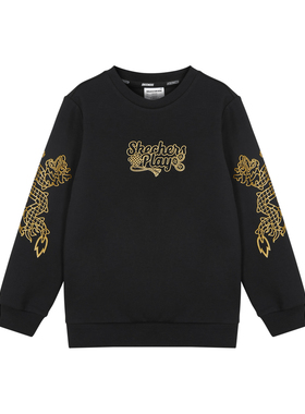 斯凯奇男孩卫衣休闲通勤风针织套头卫衣秋冬季卫衣L124B005