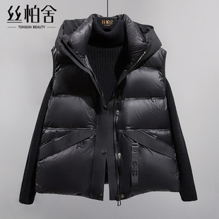 丝柏舍羽绒马夹2025秋装女装时尚休闲宽松款显瘦连帽叠穿马甲