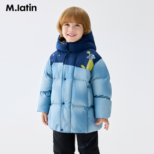 马拉丁儿童羽绒服25冬男童晕染撞色中长羽绒服615914709D
