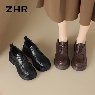 ZHR则则英伦单鞋女2025秋季时尚软底黑色小皮鞋平底女鞋舒适AY273