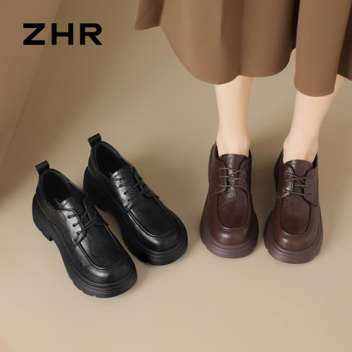 ZHR则则英伦单鞋女2025秋季时尚软底黑色小皮鞋平底女鞋舒适AY273