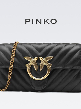 PINKO/品高 包盖式人字纹缝粒面皮革飞鸟包燕子包 1P22Z3-A03Z