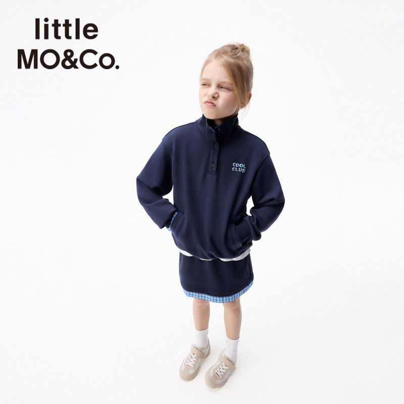 调温休闲套装 little moco童装26秋女童假两件卫衣短裙KBF3SUTT05