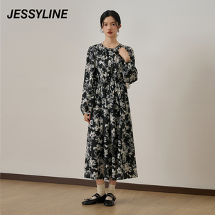 jessyline 杰茜莱时尚印花长款连衣裙 432211156